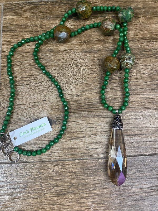 Long Crystal Pendant Necklace
