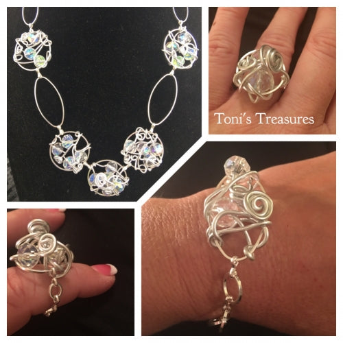 Crystal Wire Wrapped linked Necklace