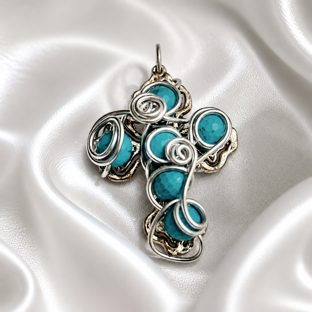 Handcrafted wire wrapped cross pendants