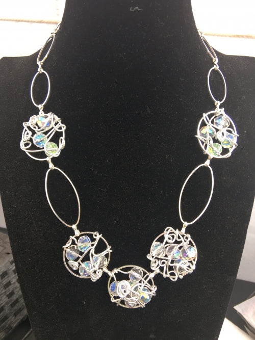 Crystal Wire Wrapped linked Necklace