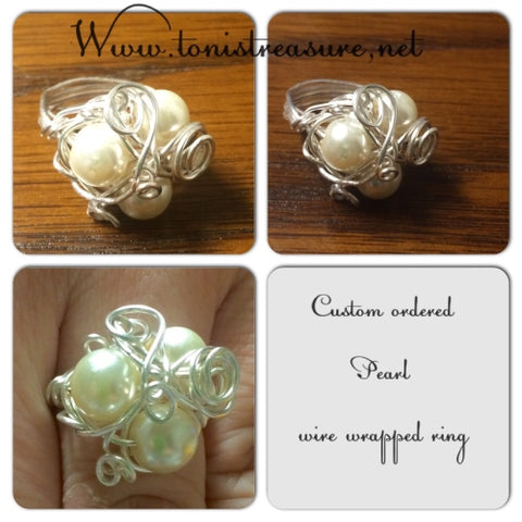 Pearl Wire wrapped Ring